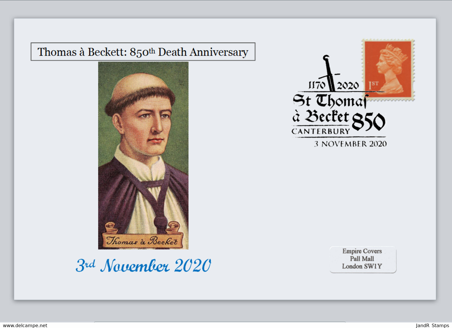 GB 2020 850th Anniversary Murder Thomas Becket Religion Privately Produced Postal Card 150 X 100mm Superb Used #3 - Zonder Classificatie