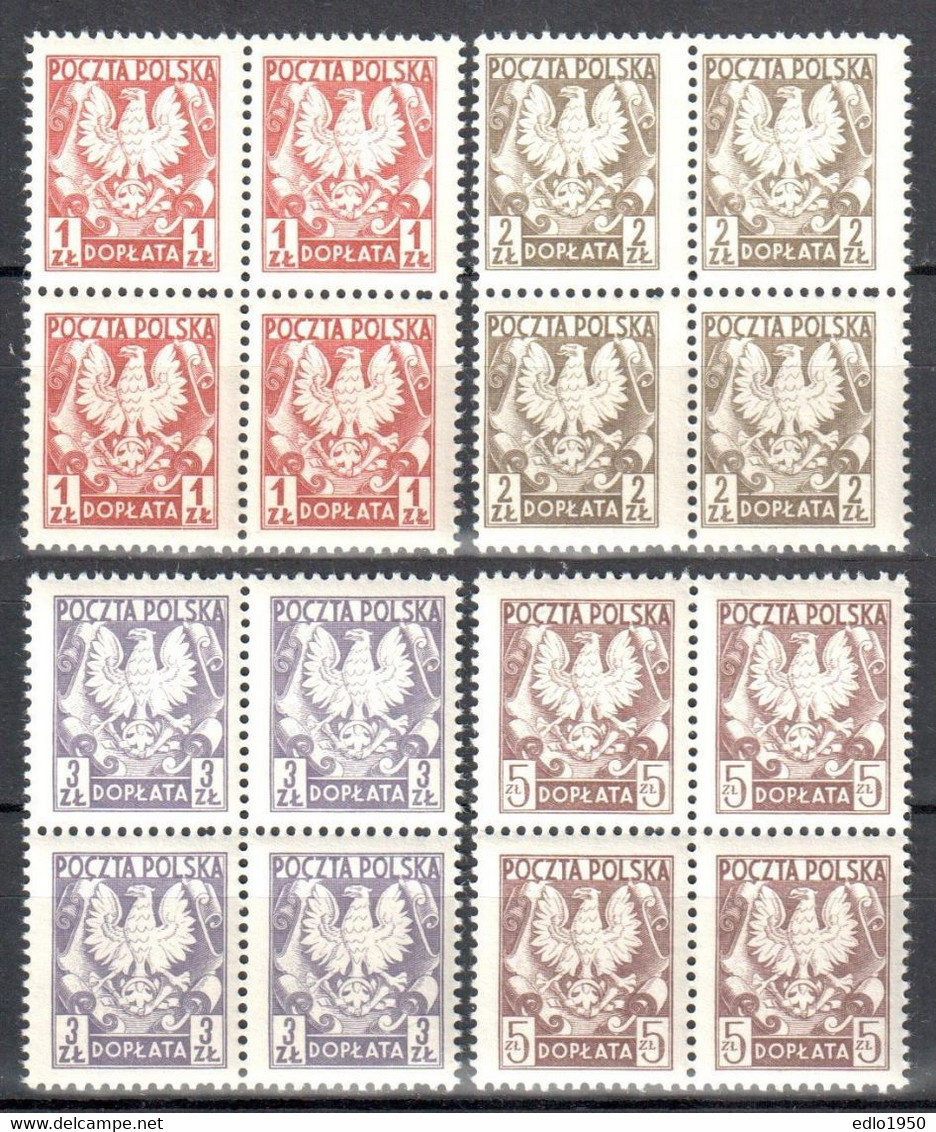 Poland 1980 - Postage Due - Mi.165-68 - 4xblock Of 4 - MNH(**) - Portomarken