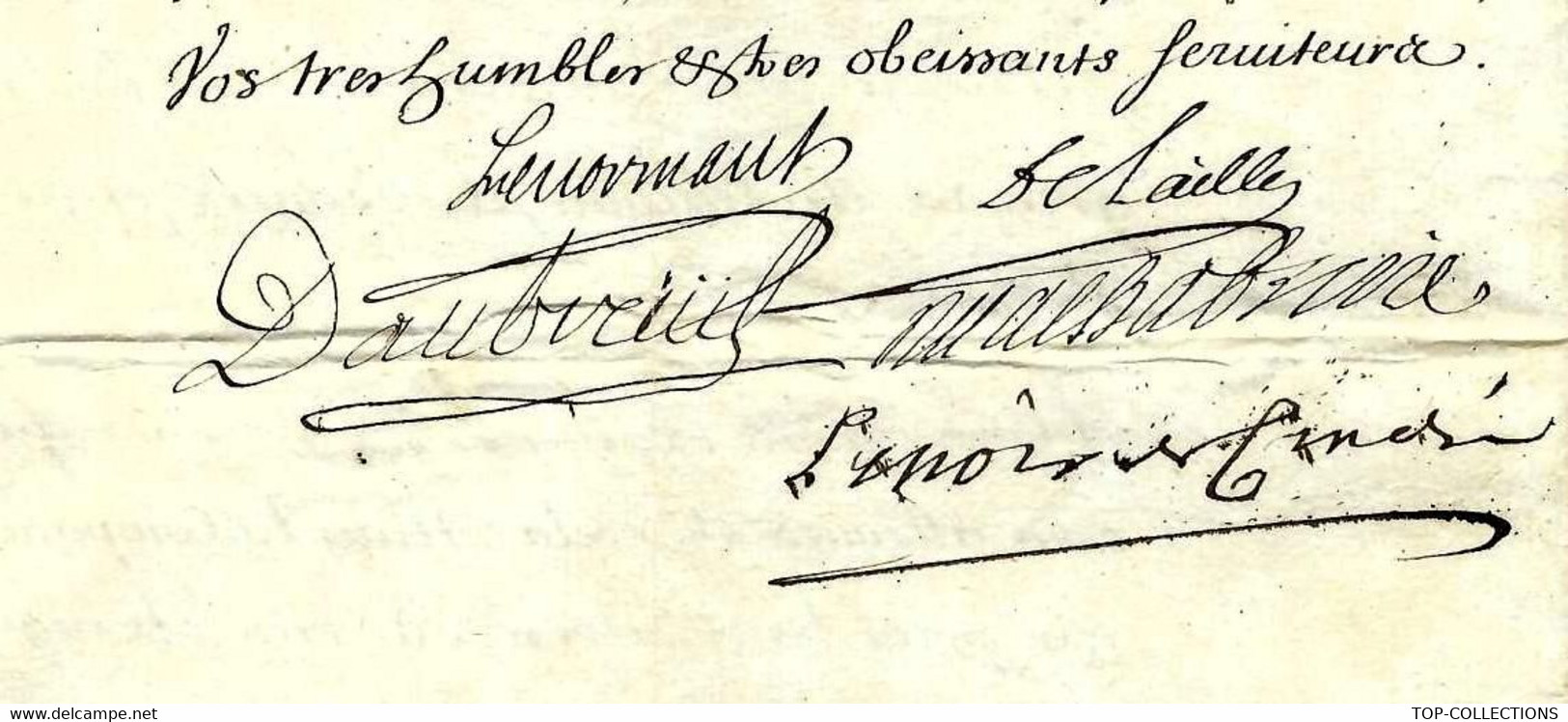 1729 PARIS LETTRE DES FERMIERS GENERAUX 5 SIGNATURES SEL SALINS SALINES PEZENAS BEZIERS ST PONS PECCAIS - Historische Documenten