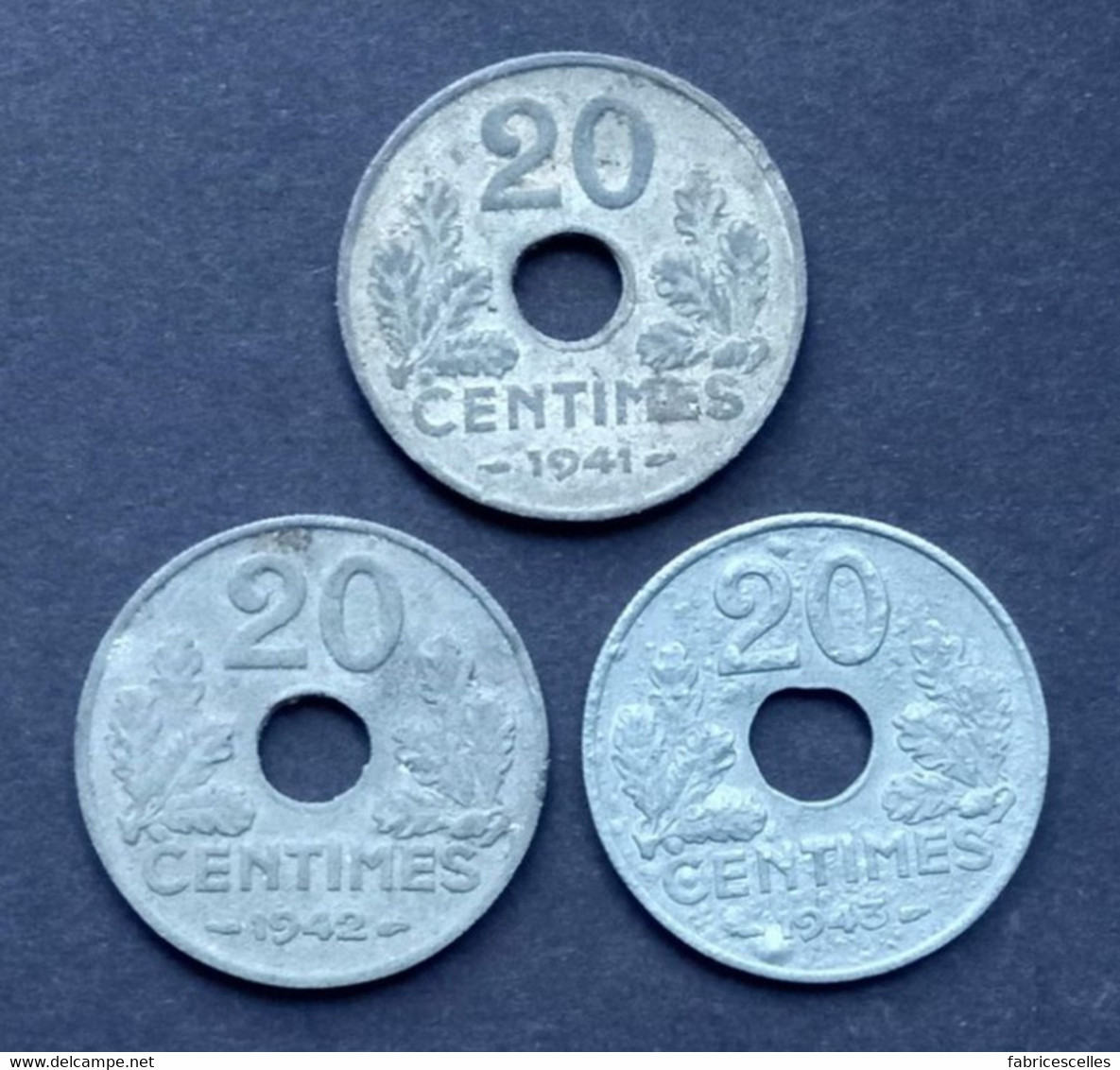 20 Centimes état Français Type 20: 1941 - 1942 - 1943 - 20 Centimes