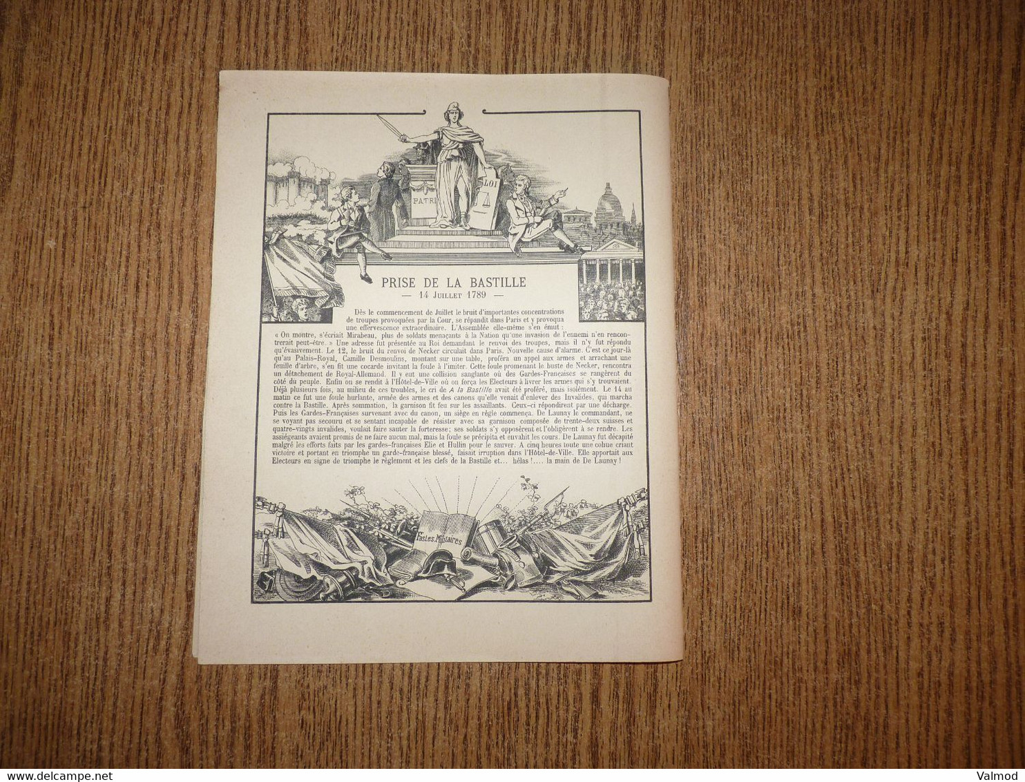 Protège-Cahier/Couverture "Série Historique N° 6 - Prise De La Bastille"-Format Plié 22,5x18 Cm Env. - Protège-cahiers