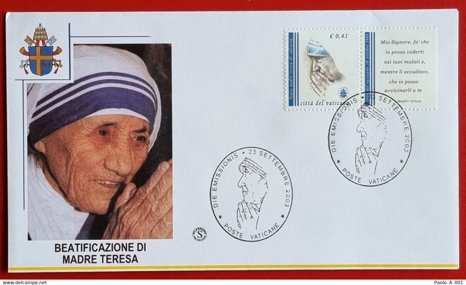 VATICANO VATIKAN VATICAN 2003 MOTHER TERESA OF CALCUTTA MADRE TERESA FDC - Briefe U. Dokumente