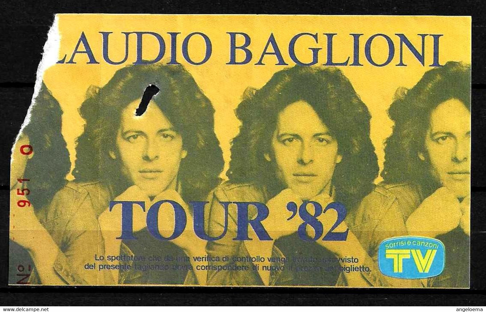 ITALIA - Biglietto Ticket TOUR'82 CONCERTO DI CLAUDIO BAGLIONI - Toegangskaarten