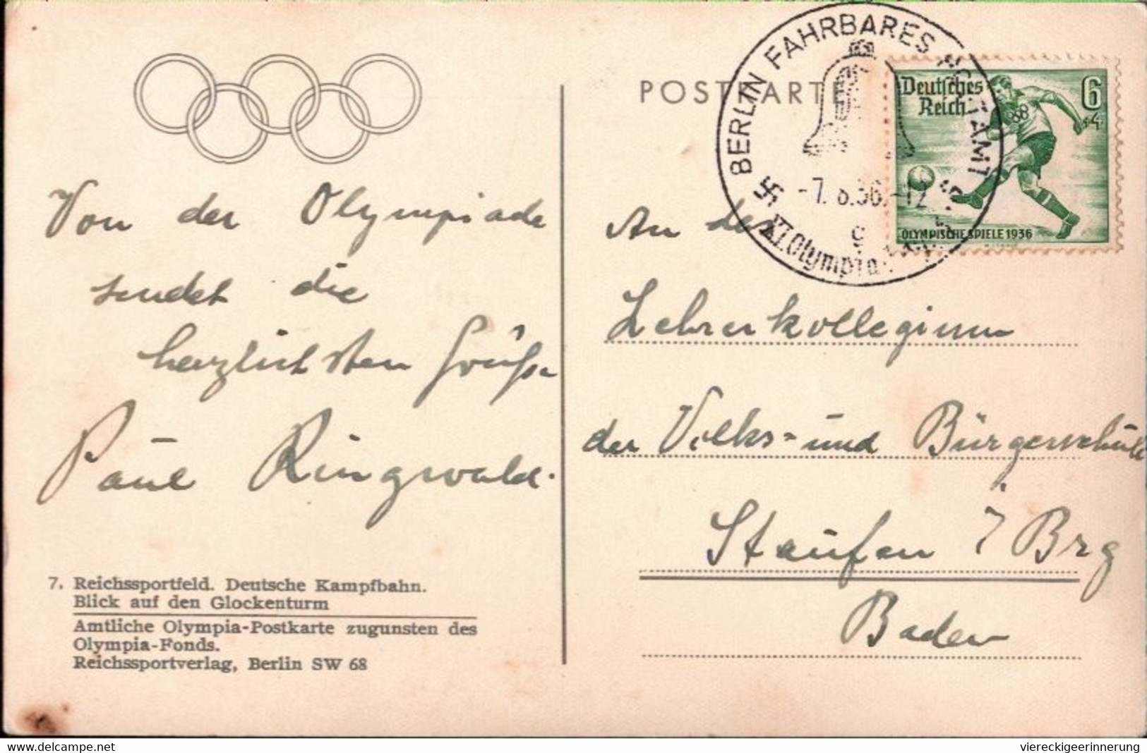 ! Alte Ansichtskarte Aus Berlin, Olympia Stadion, Olympische Spiele 1936, Fahrbares Postamt - Juegos Olímpicos