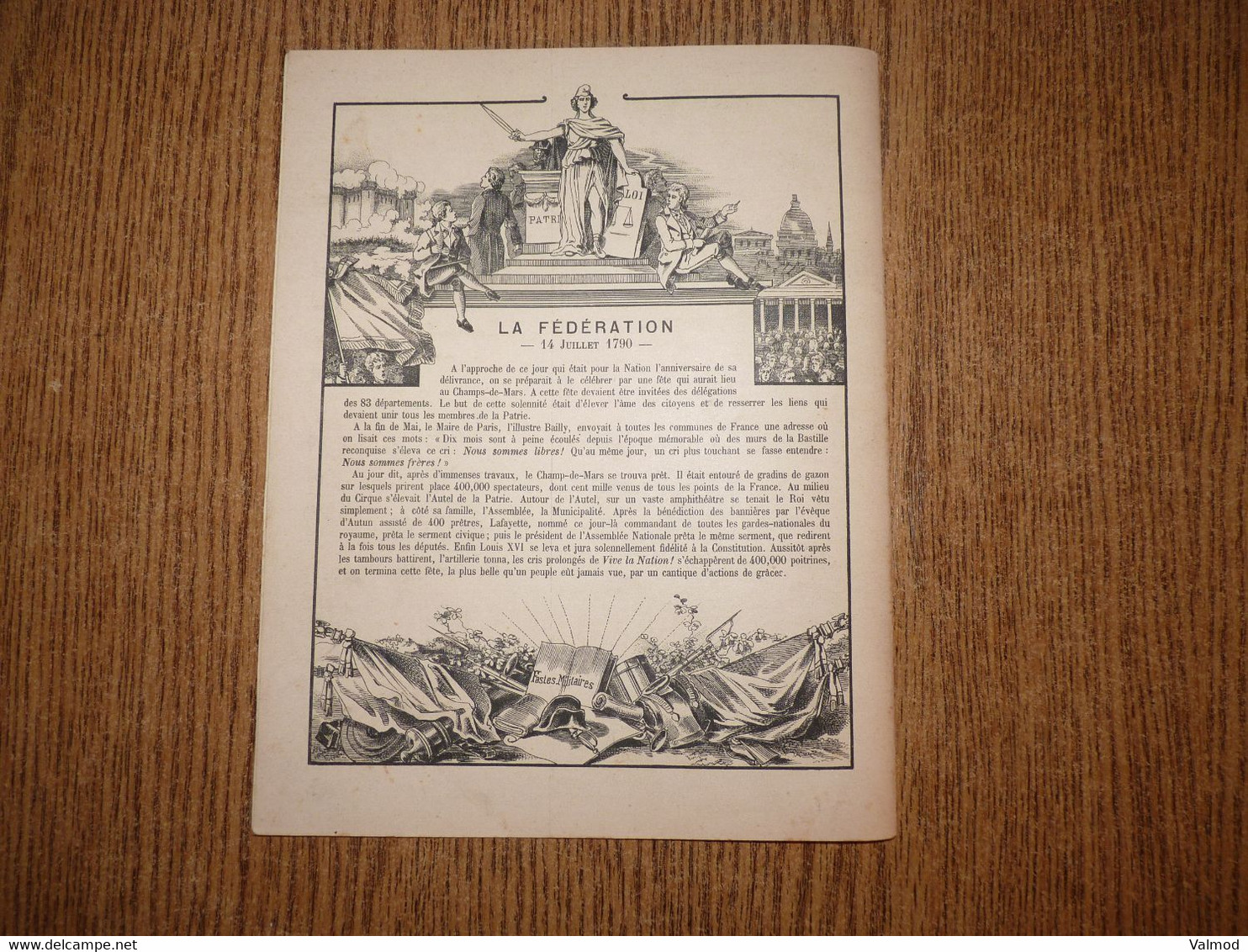 Protège-Cahier/Couverture"Série Historique N° 10- La Fédération"-Format Plié 22,5x17,7 Cm Env. - Protège-cahiers