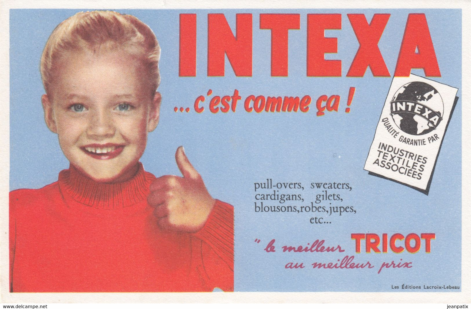 BUVARD - TEXTILE - INTEXA -  Tricot - Industrie Textile - Farm