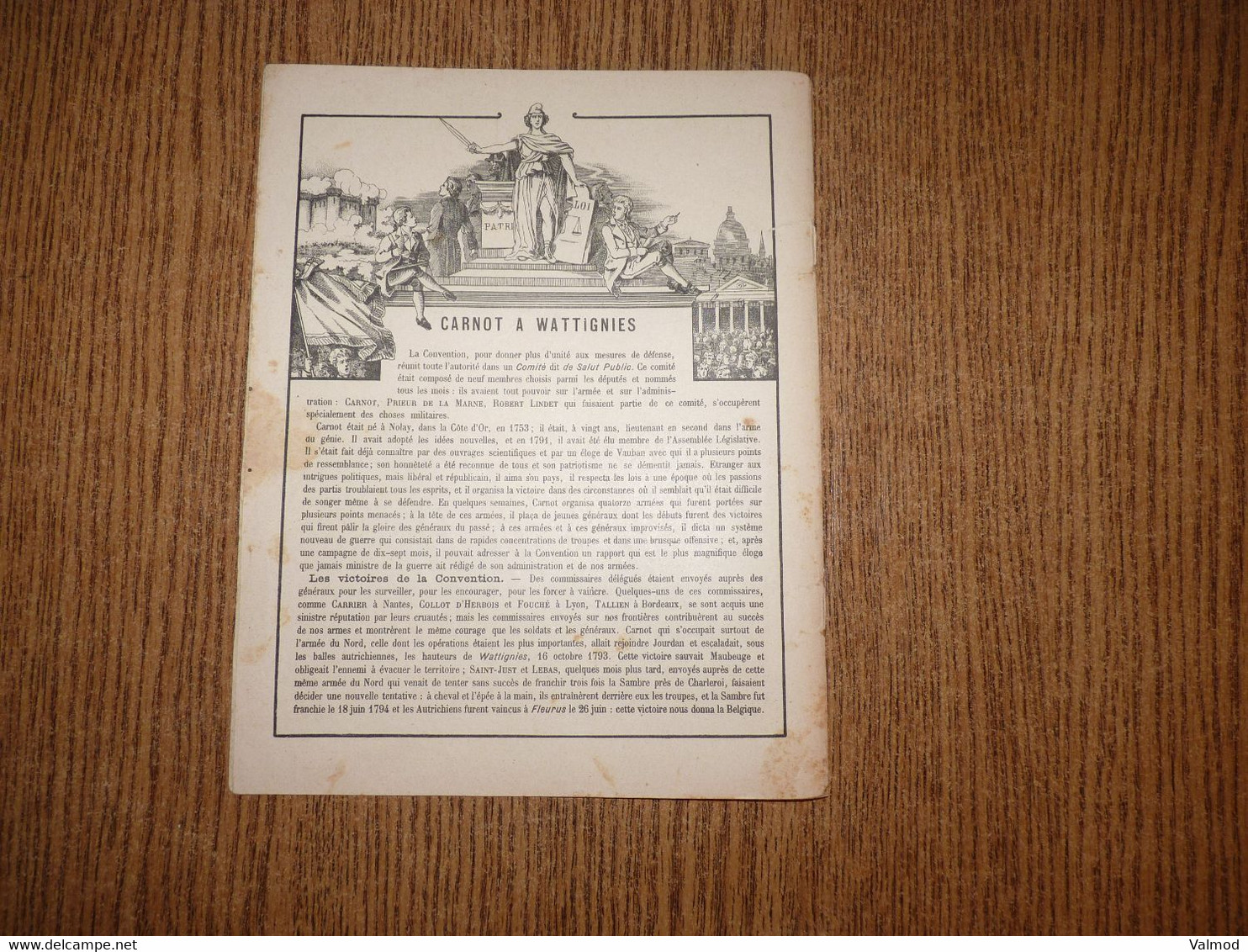 Protège-Cahier/Couverture"Série Historique N° 12- Carnot à Wattignies"-Format Plié 22,3x17,4 Cm Env. - Protège-cahiers