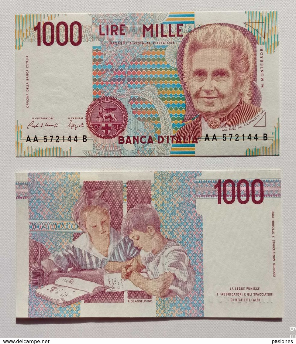 Banca D'Italia Lire 1000 Tipo Montessori 24/10/1990 FDS - Lotto Di 2 - 1000 Lire