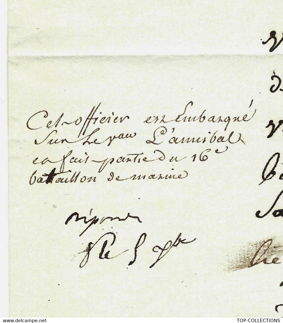 1809 MARINE LA ROCHELLE LETTRE SIGNEE RENSEIGNEMENT SUR UN OFFICIER => TOULON COMMISSAIRE DE LA MARINE - Historische Dokumente