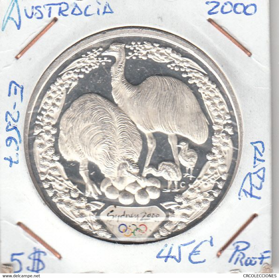 E2567 MONEDA AUSTRALIA 5 DOLARES 2000 PLATA PROOF 45 - Autres – Océanie