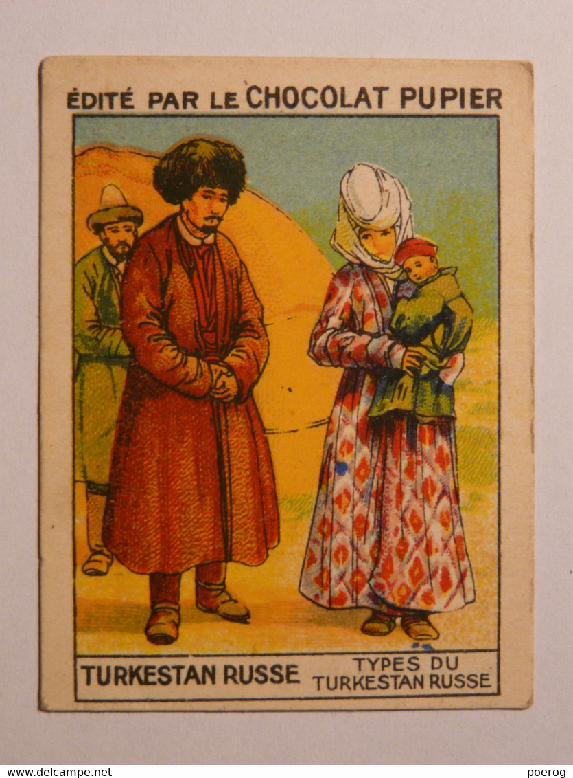 CHOCOLAT PUPIER - TURKESTAN RUSSE RUSSIE - IMAGE BON POINT  ASIE N°201 - CIRCA 1930 - 5cm X 6.5cm Couple Avec Bébé - Other & Unclassified