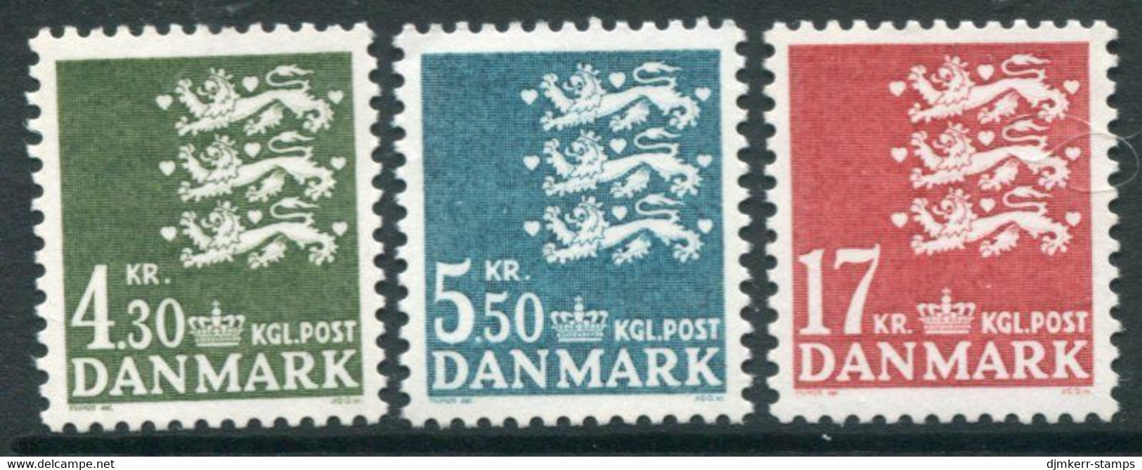 DENMARK 1984 Small Arms Definitive 4.30, 5.50, 17 Kr.. MNH / ** Michel 796-98 - Unused Stamps