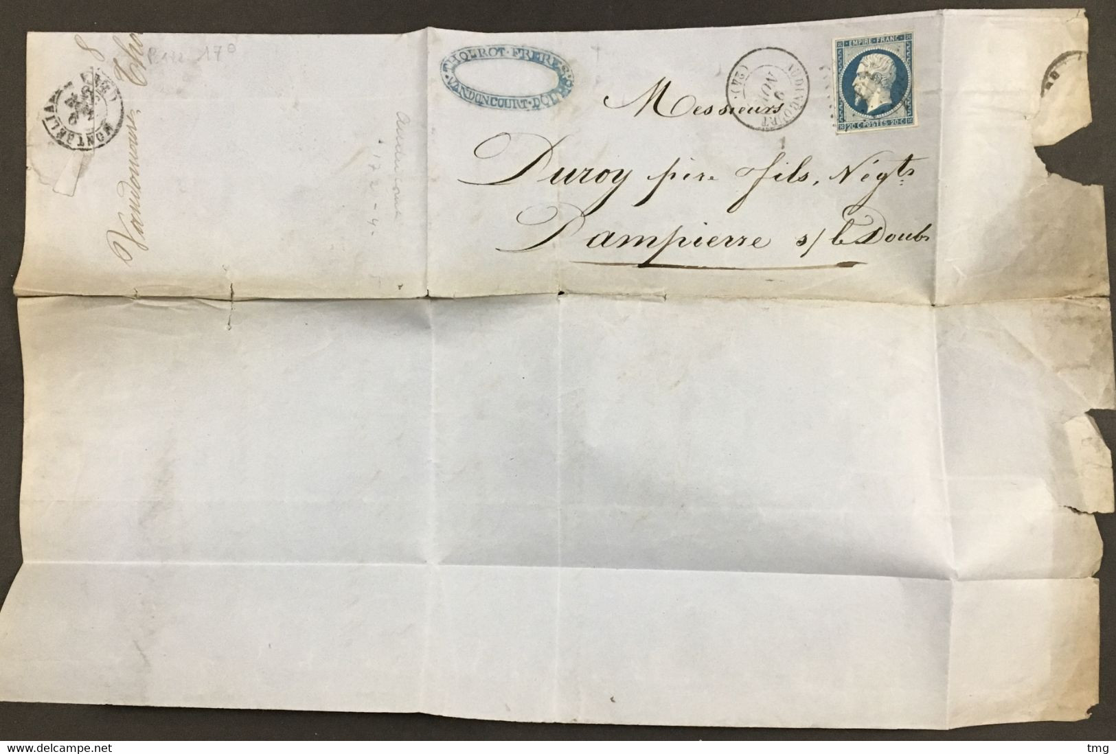 Lettre 14A LPC 172 Audincourt Thourot Frères Limes Et Burins Vandoncourt (24) à Montbéliard 9.11.55 France – 3ciel - 1849-1876: Classic Period