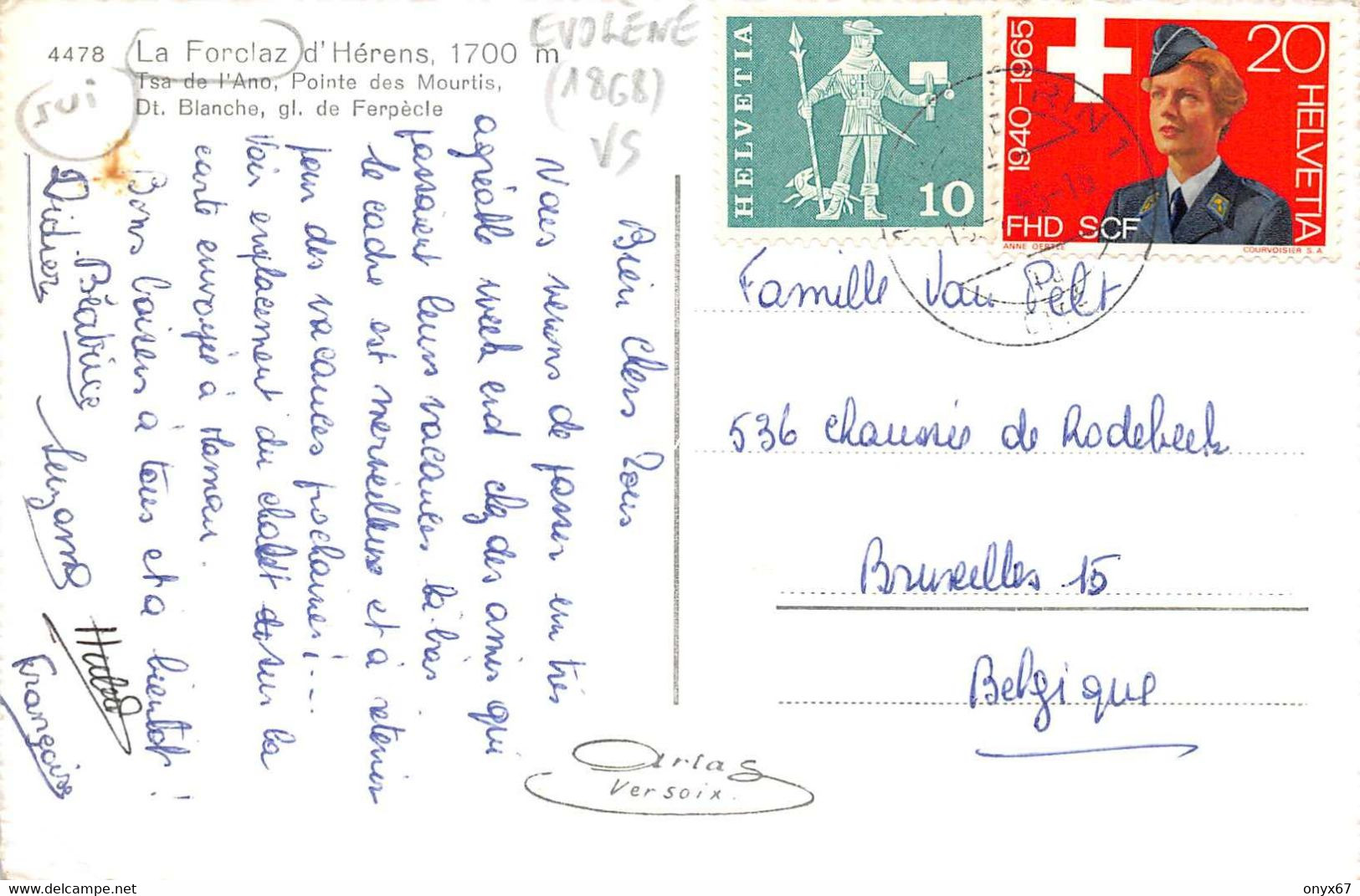 LA FORCLAZ D'HERENS-Evolène-Suisse-Schweiz-Svizzera-Valais-Chalet-Eglise-Montagne-Dent Blanche-Neige-Hiver-Timbre-Stamp - Evolène