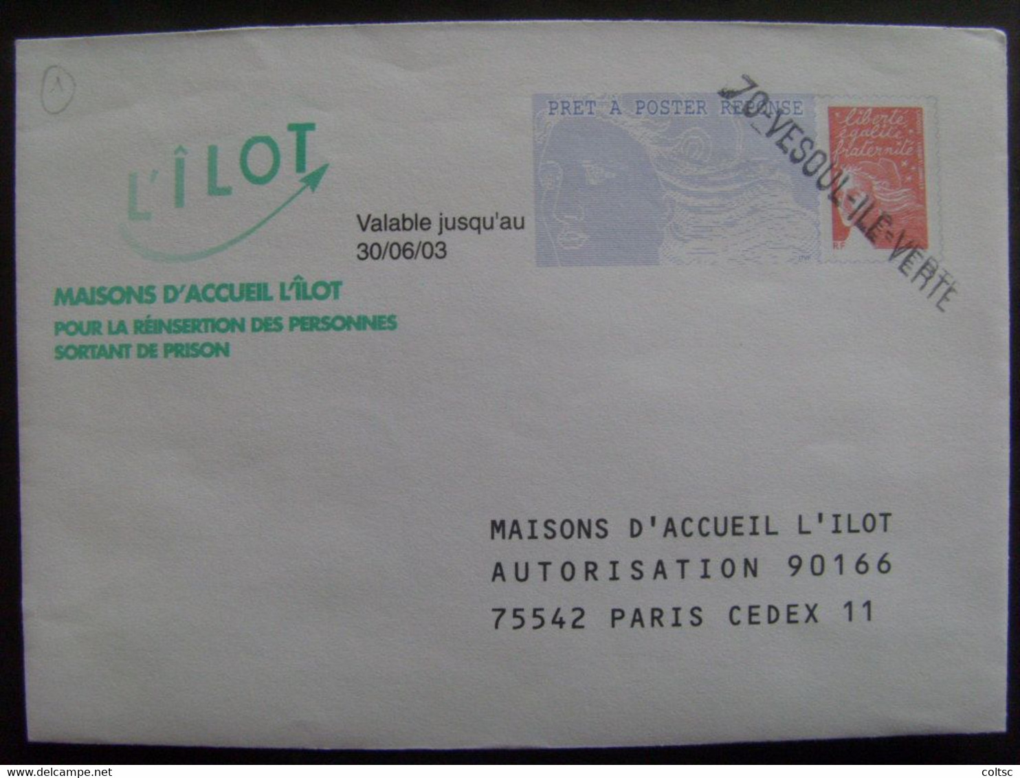 17996-1-PAP Rép. Luquet L'Ilôt, Validité 30/06/08, Agr. 0202057, Obl. Linéaire "70 Vesoul Ile Verte", Pas Courant En Obl - Prêts-à-poster:Answer/Luquet