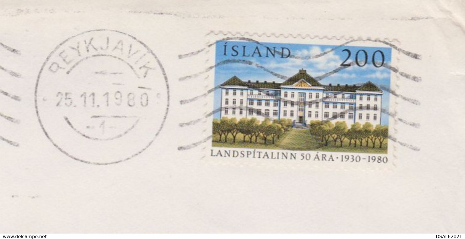 Iceland Island 1980 Airmail Cover With Mi-Nr.561 State Hospital 50th Anniv. Sent Abroad To Bulgaria (64462) - Brieven En Documenten