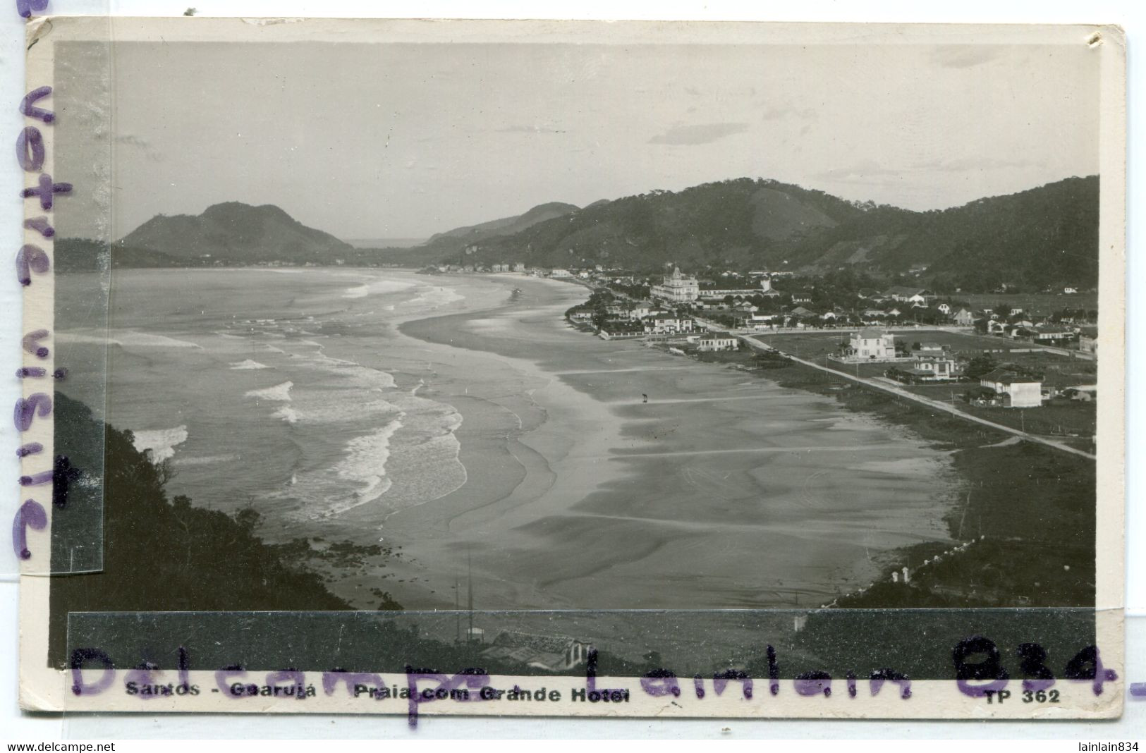 - Brasil - Bresil -SAO PAULO - Santos Guaruja, Praia Com Grande Hôtel,  Glacée, Petit Format, Non écrite, TBE, Scans. - São Paulo