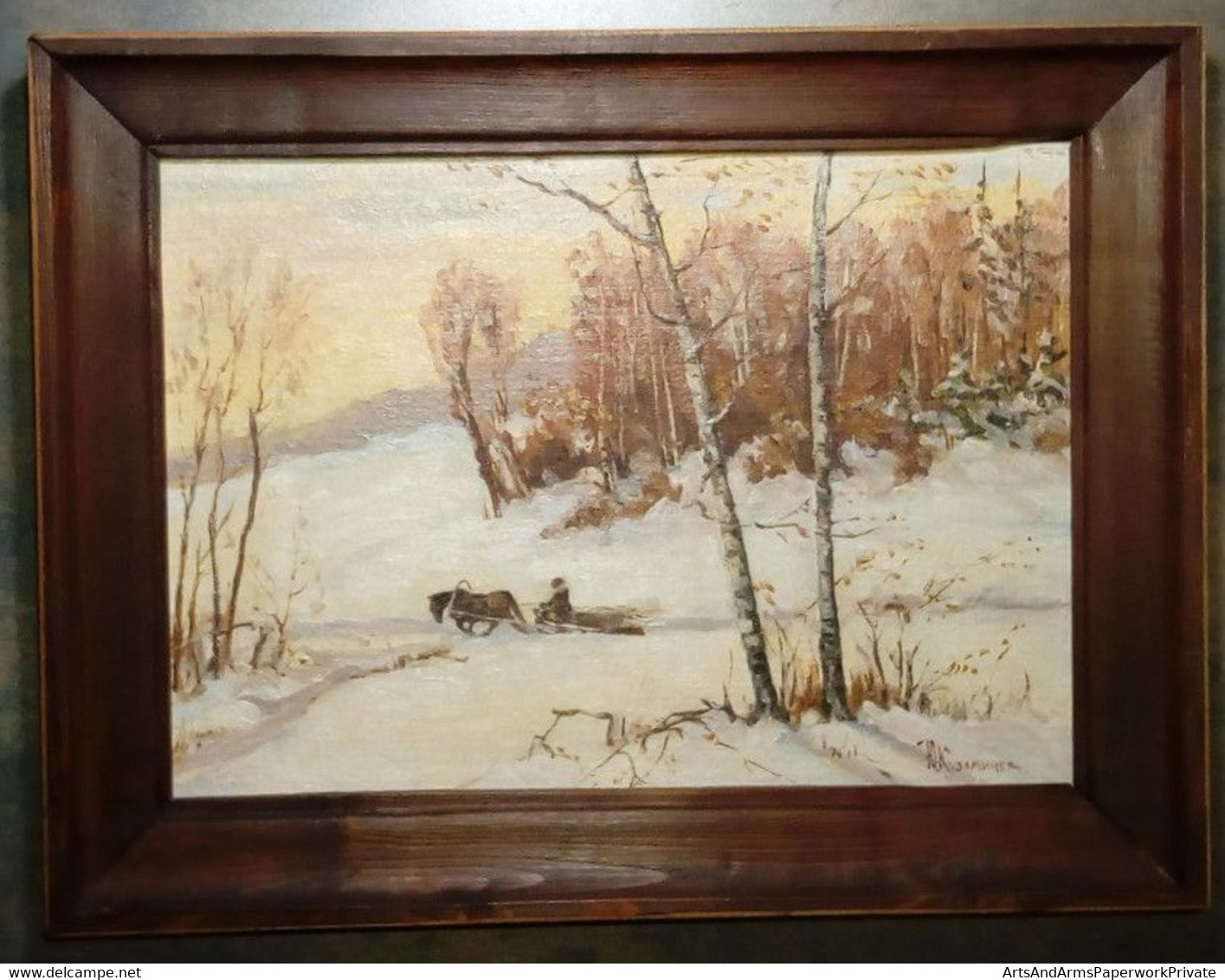 Promenade En Traîneau à Cheval Dans Un Paysage Hivernal/ Horse-drawn Sleigh Ride In A Winter Landscape - Huiles