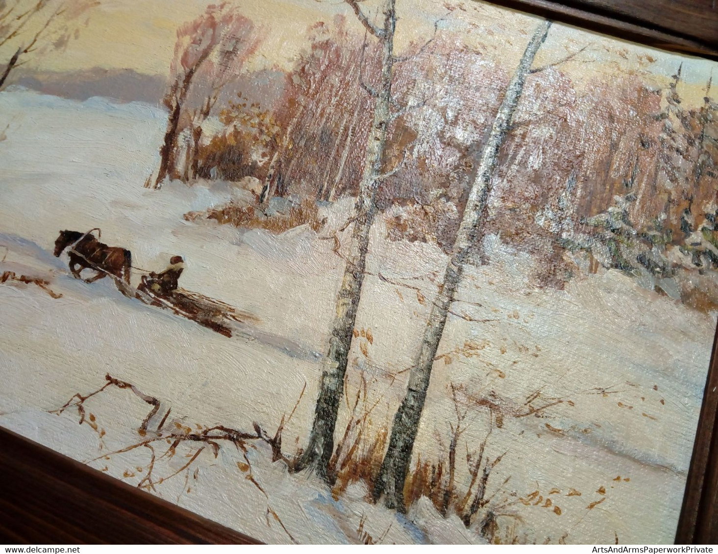Promenade En Traîneau à Cheval Dans Un Paysage Hivernal/ Horse-drawn Sleigh Ride In A Winter Landscape - Huiles