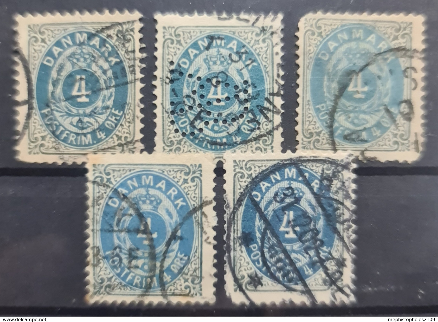 DENMARK 1876 - Canceled - Sc# 26 - 5 Colour Variations - Gebraucht