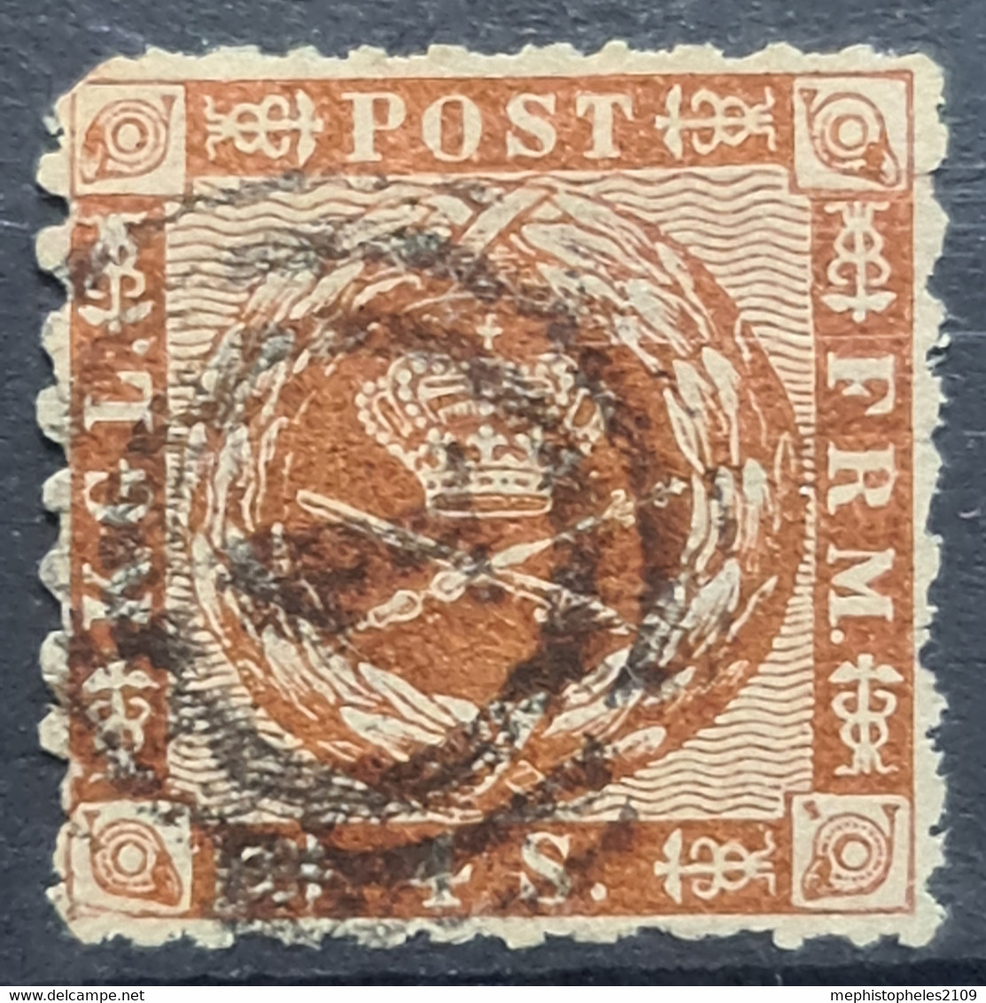 DENMARK 1858 - Canceled - Sc# 7 - Used Stamps