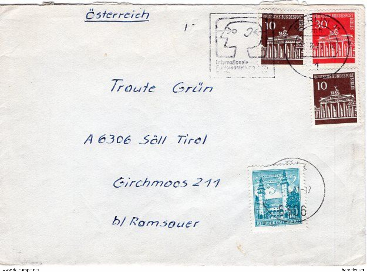 51139 - Berlin - 1971 - Bf M MiF BERLIN - ... FUNKAUSSTELLUNG -> SOELL (Oesterreich), M. 1.40S-Mke. - Postage Due