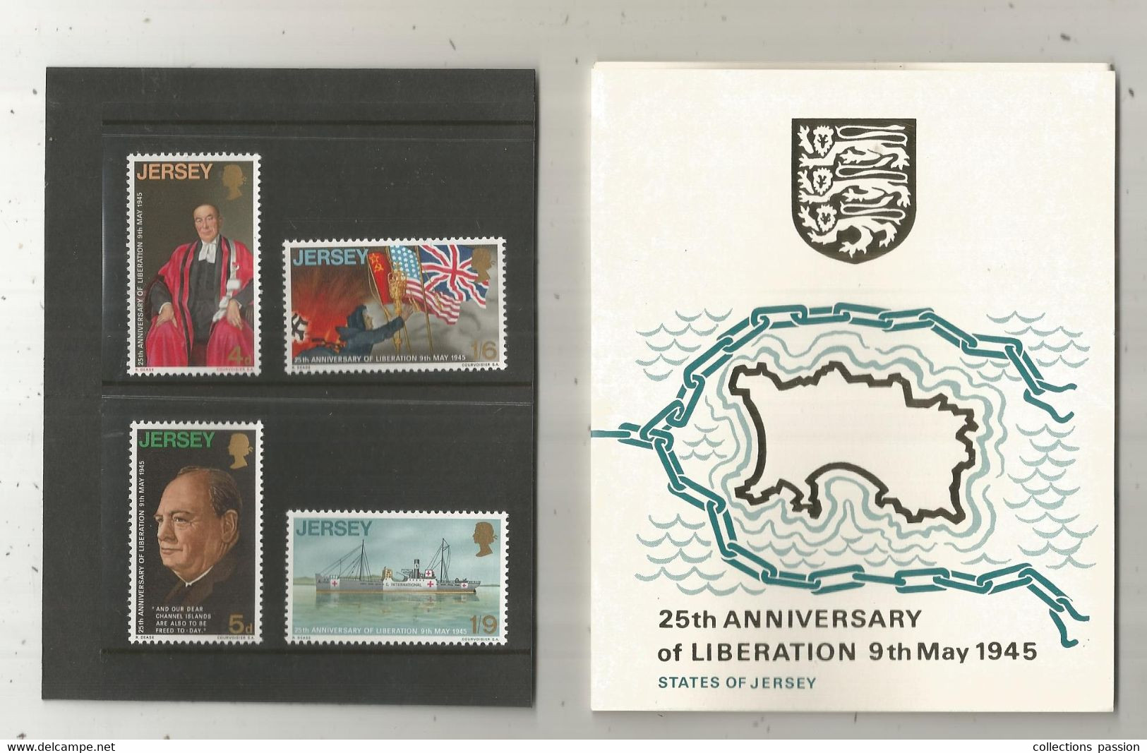 States Of JERSEY, 25 Th Anniversary Of LIBERATION , 9 Th March 1945, 4 Timbres, 3 Scans, Frais Fr 1.75e - Jersey