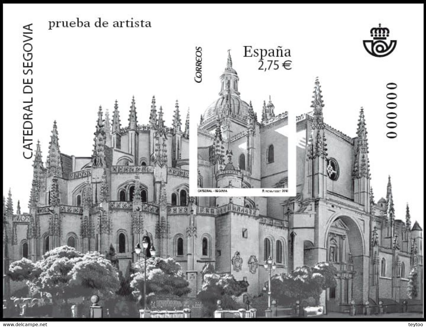 [P102] España 2010. Prueba De Artista. Catedral De Segovia - Ensayos & Reimpresiones