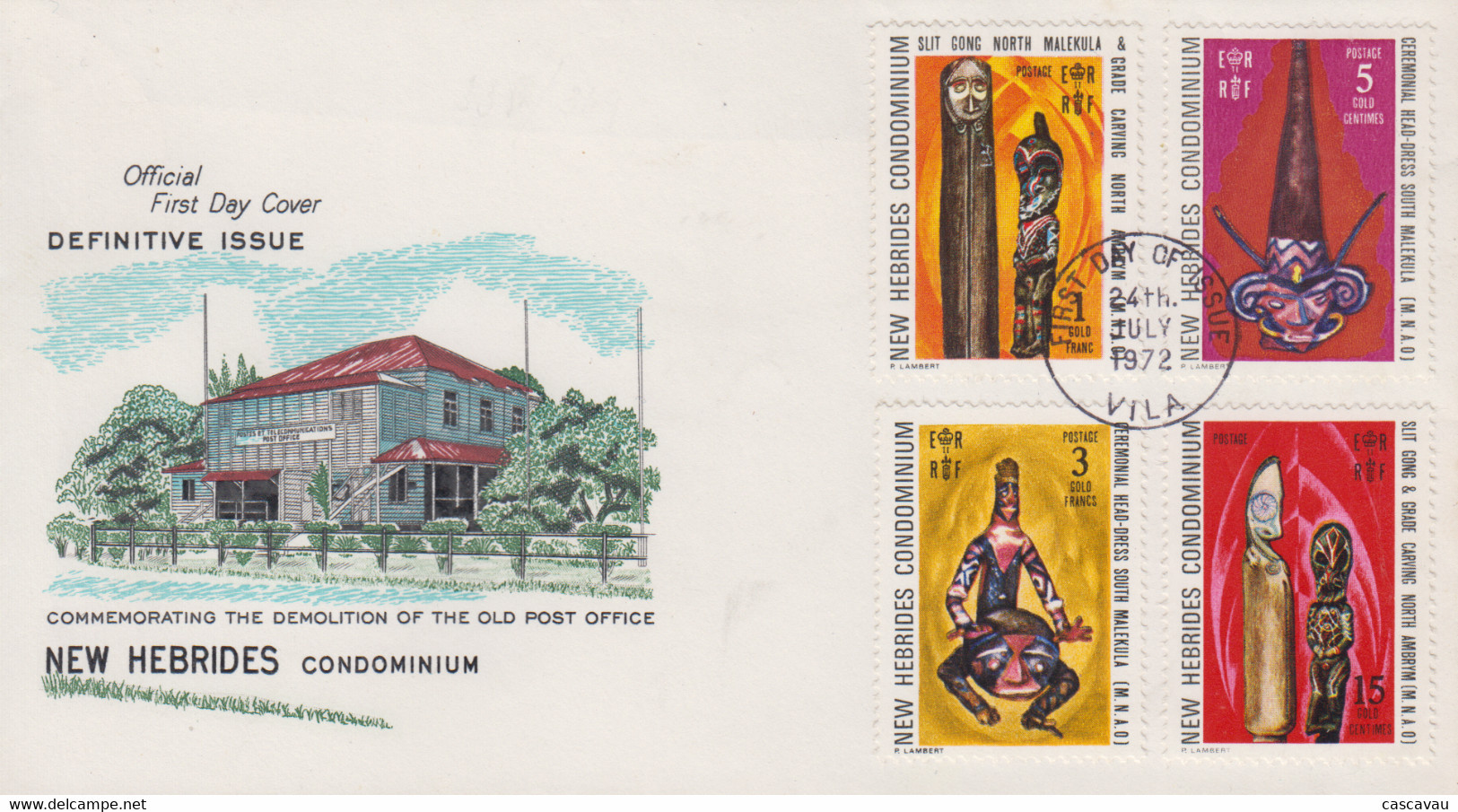 Enveloppe  FDC  1er  Jour   NOUVELLES  HEBRIDES   Art  Indigéne   1972 - FDC