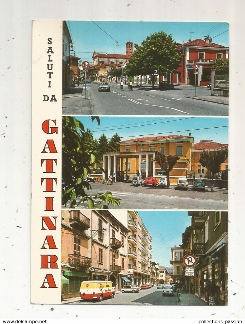 Cp, AUTOMOBILES , Camionette , Saluti Da GATTINARA , Italie , Voyagée 1971 , Multivues - PKW