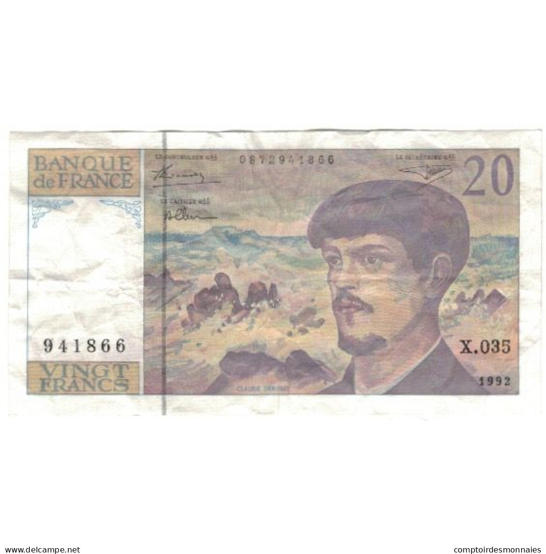 France, 20 Francs, Debussy, 1992, TTB, Fayette:66bis.3, KM:151f - 20 F 1980-1997 ''Debussy''