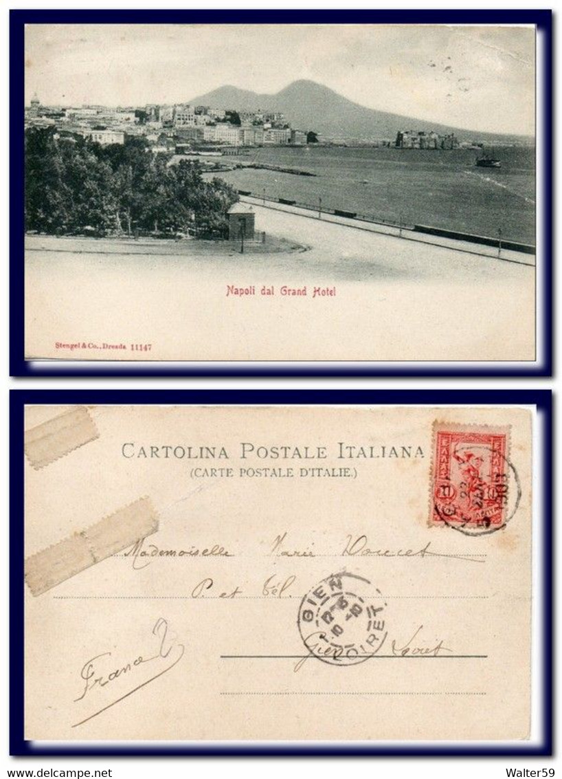 1903 Greece Grece Griechenland Postcard Naples Italy Used With Greek Stamp To France Carte - Lettres & Documents