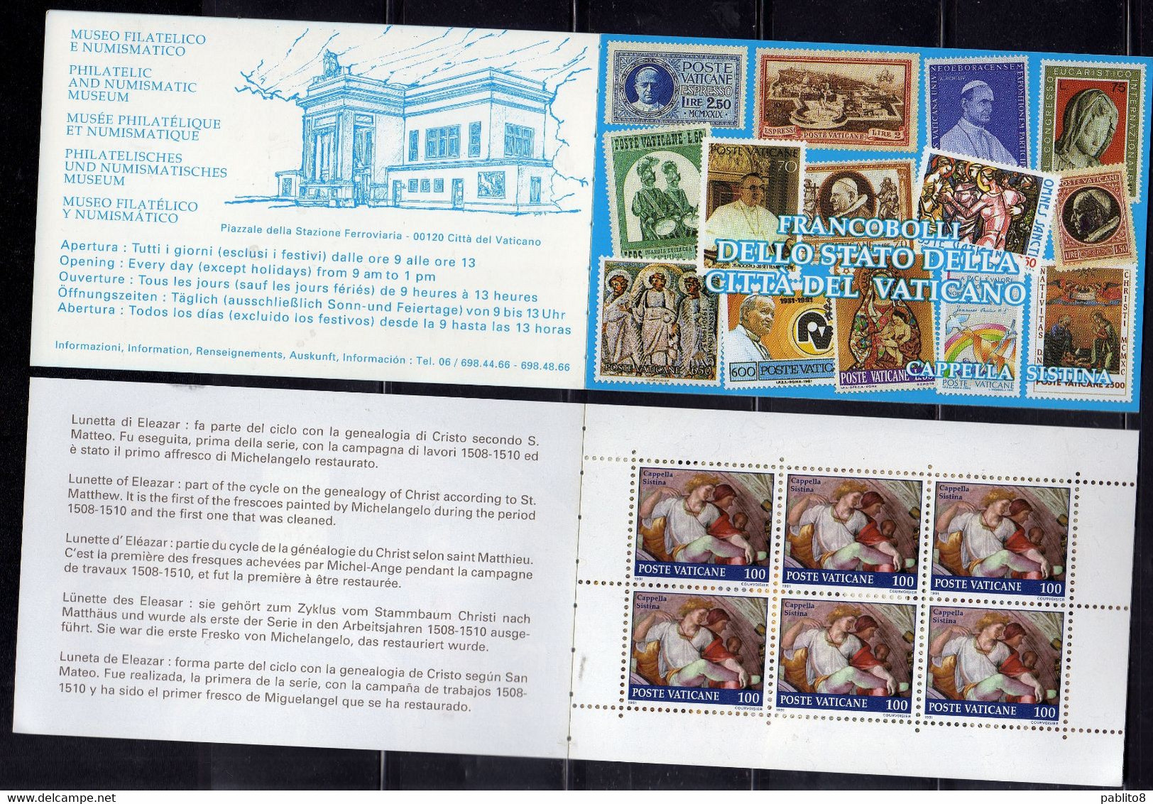 CITTÀ DEL VATICANO VATICAN VATIKAN 1991 RESTAURO CAPPELLA SISTINA PAPA GIOVANNI PAOLO II LIBRETTO BOOKLET CARNET MNH - Postzegelboekjes