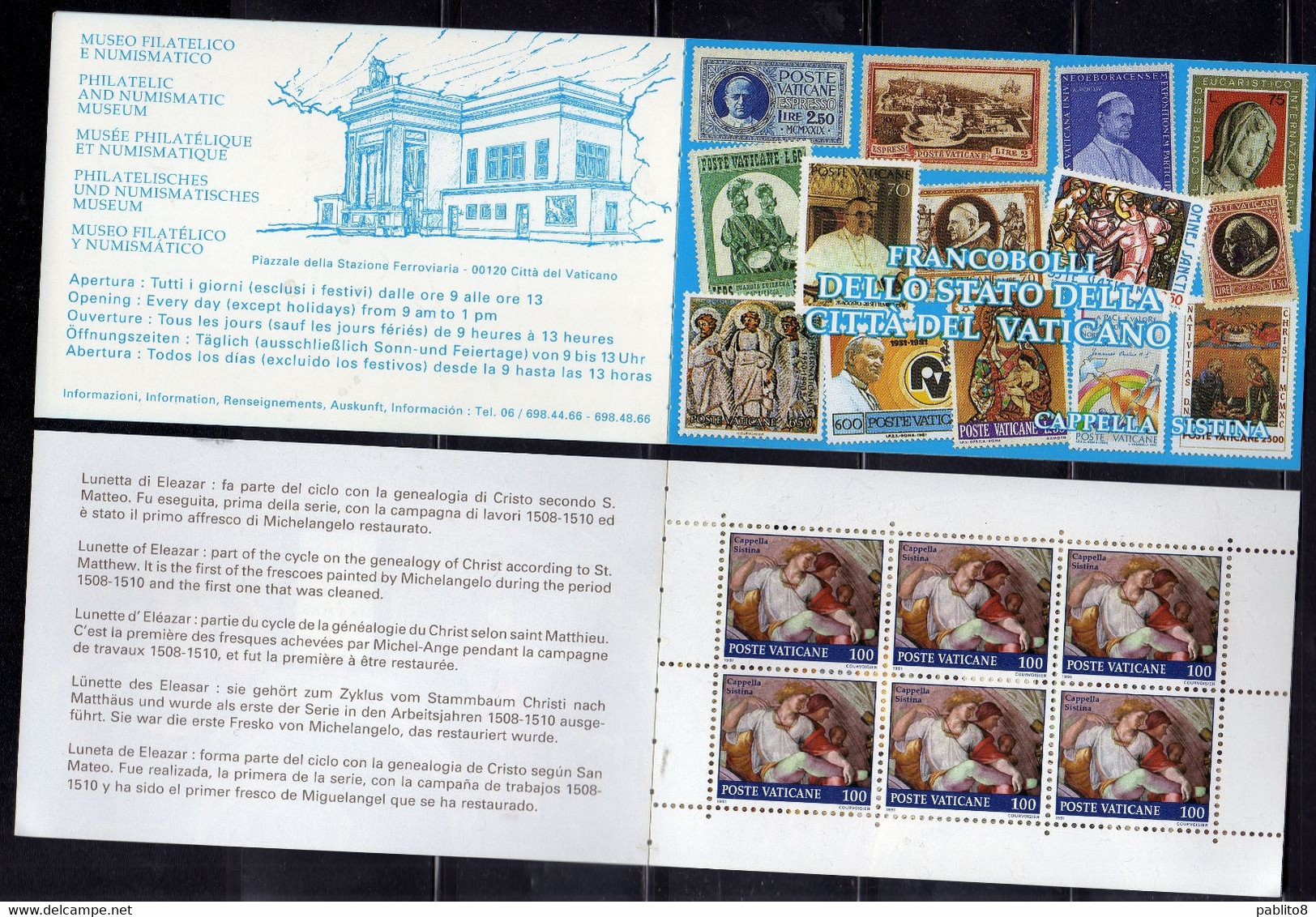 CITTÀ DEL VATICANO VATICAN VATIKAN 1991 RESTAURO CAPPELLA SISTINA PAPA GIOVANNI PAOLO II LIBRETTO BOOKLET CARNET MNH - Markenheftchen