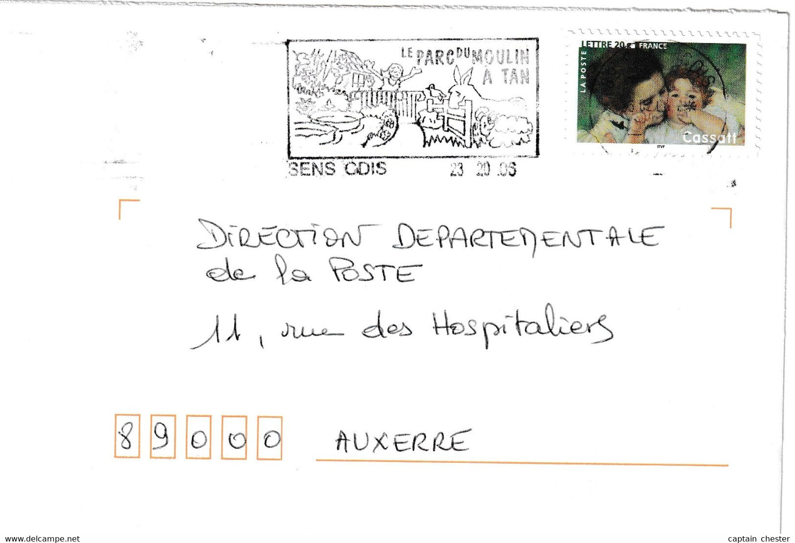 Timbre Seul Sur Lettre " IMPRESSIONNISTES 2006 - MARY CASSAT VP 20G " Adhésif N° 75 Daté 23/20/2006 ERREUR SUR LE MOIS ! - Briefe U. Dokumente