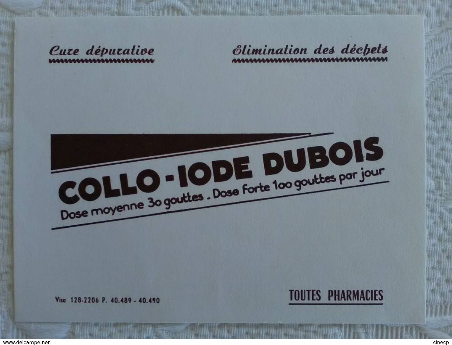 Buvard PUB PHARMACIE Cure Dépurative COLLO IODE DUBOIS - Produits Pharmaceutiques