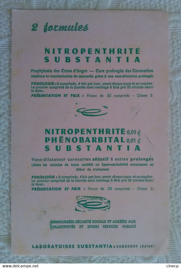 Buvard PUB PHARMACIE Nitropenthrite Substantia Laboratoire Suresnes Seine - Produits Pharmaceutiques