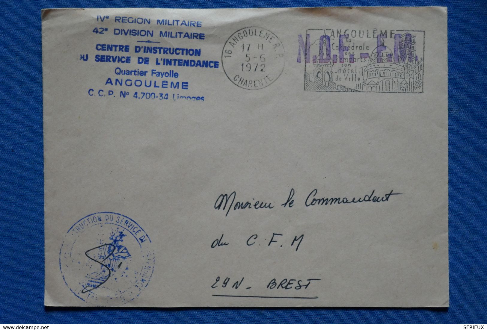 AR15  FRANCE BELLE LETTRE   FM 1972  INSTRUCTION   +A VOIR PAS COURANT +AFFRANCH. INTERESSANT - Armeestempel (vor 1900)