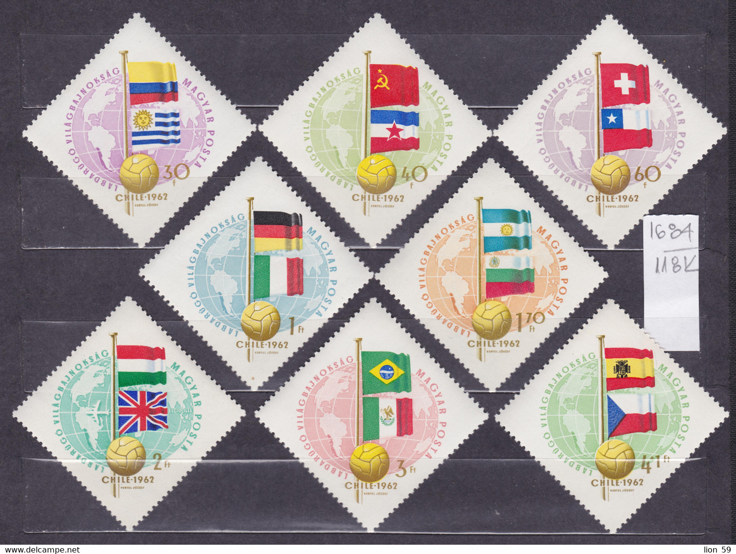 118K1684 / Hungary 1962 Michel Nr. 1830-1837 MNH (**) Sport Football World Cup Chile - Flags Of Participating Countries - 1962 – Cile