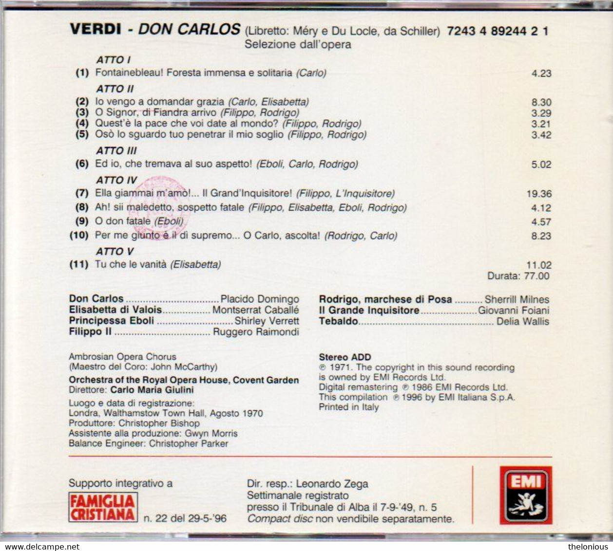 # CD - Giuseppe Verdi: DON CARLOS - Le Pagine Più Belle - Opéra & Opérette
