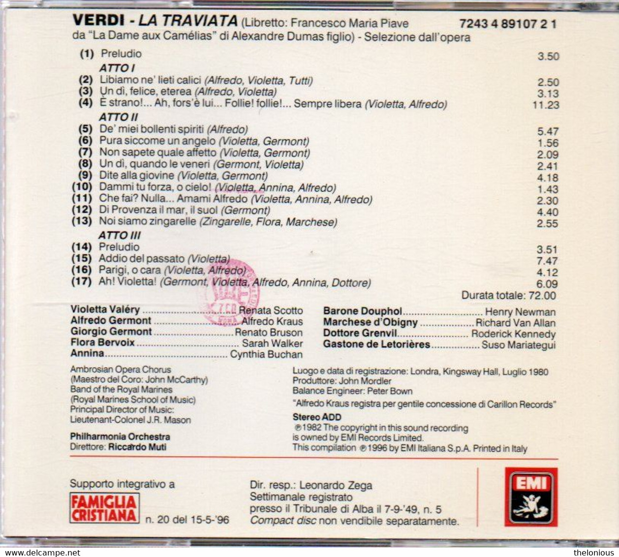 # CD - Giuseppe Verdi: LA TRAVIATA - Le Pagine Più Belle - Opéra & Opérette