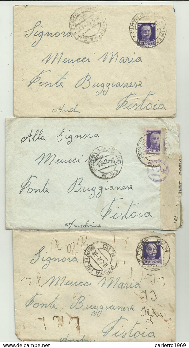 3 BUSTE CON LETTERA 30 RAGGRUPAMENTO 195-  LEGIONE  71 BATTAGLIONE MITRAGLIERI POSTA MILITARE 50 - Poststempel