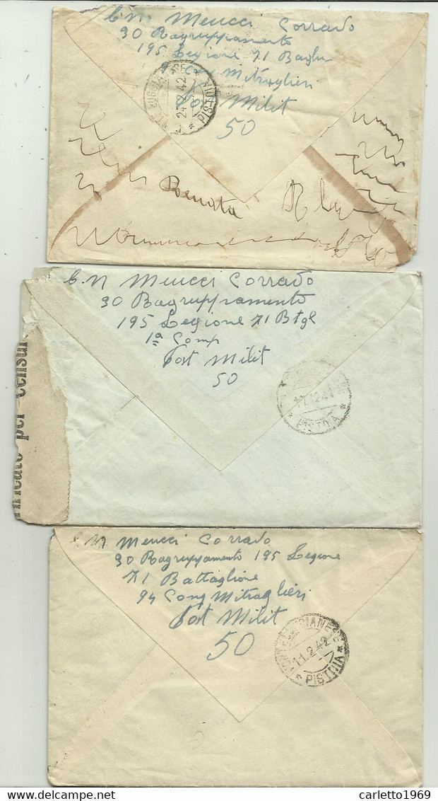 3 BUSTE CON LETTERA 30 RAGGRUPAMENTO 195-  LEGIONE  71 BATTAGLIONE MITRAGLIERI POSTA MILITARE 50 - Poststempel