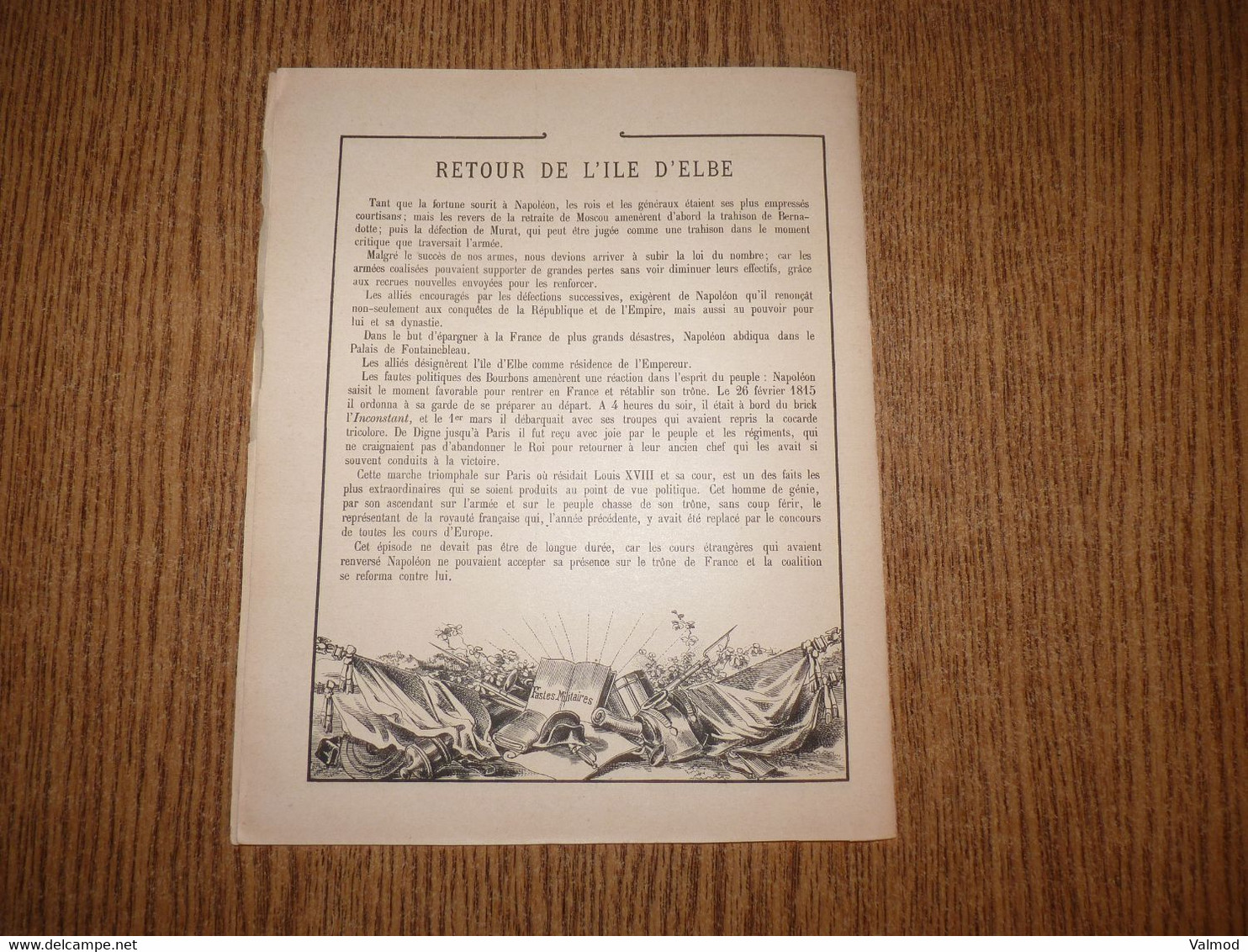 Protège-Cahier/Couverture"Série Historique N° 22-Retour Sur L'Ile D'Elbe"-Format Plié 22,8x18,3 Cm Env. - Protège-cahiers