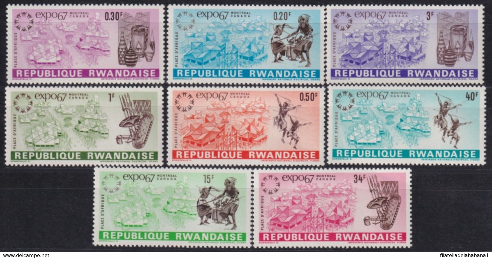 F-EX31780 RWANDA MNH 1967 CANADA MONTREAL ART ETHNIC WARRIOR & PAVILION. - 1967 – Montreal (Canada)