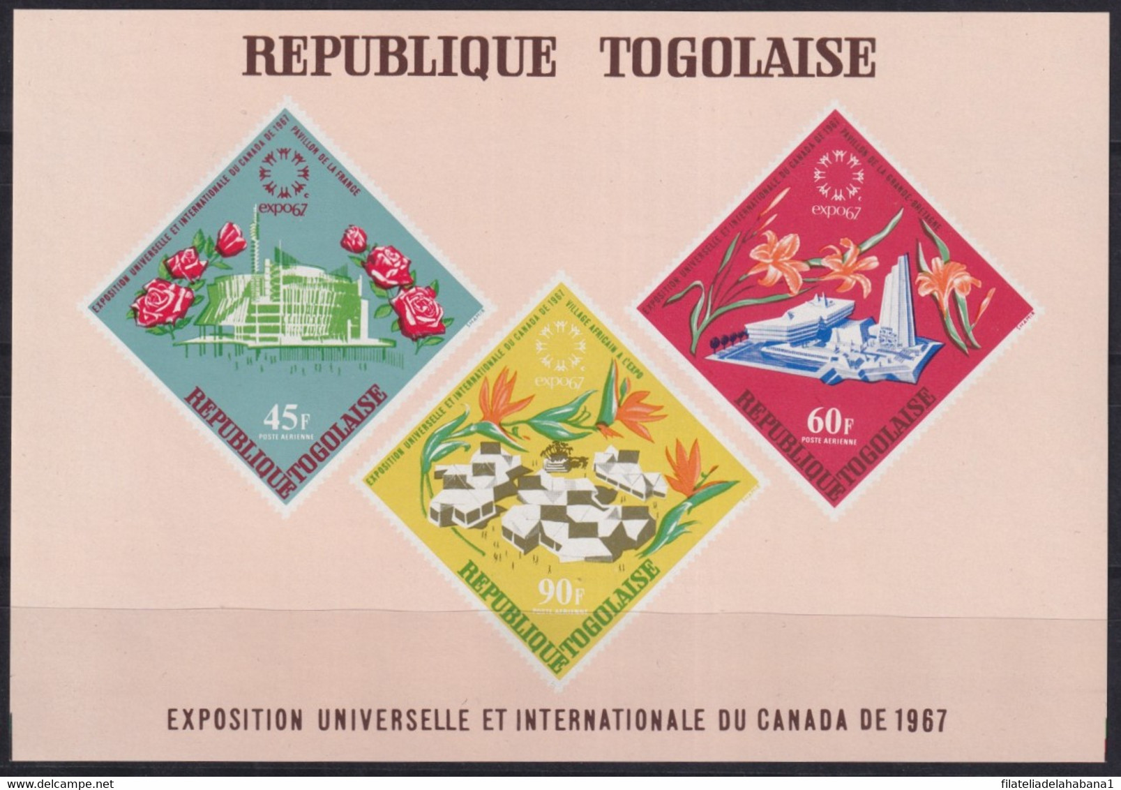 F-EX31260 TOGO MNH 1967 CANADA MONTREAL ART FLOWER & ARCHITECTURE PAVILION. - 1967 – Montreal (Canada)