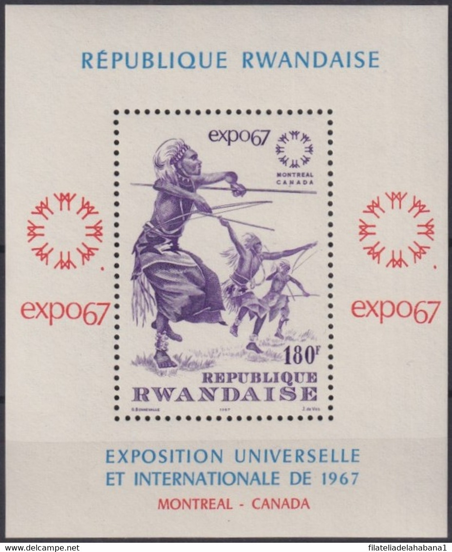 F-EX31781 RWANDA MNH 1967 CANADA MONTREAL ART ETHNIC WARRIOR. - 1967 – Montreal (Canada)