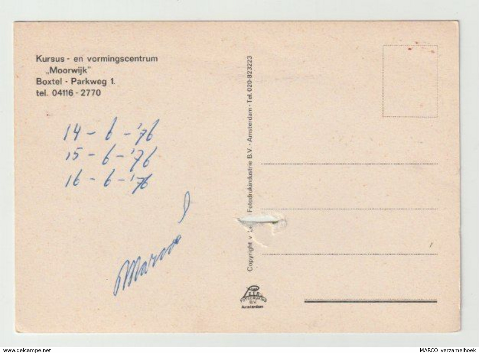 Ansichtkaart-postcard Kursus En Vormingscentrum "moorwijk" (NL) 1976 - Boxtel