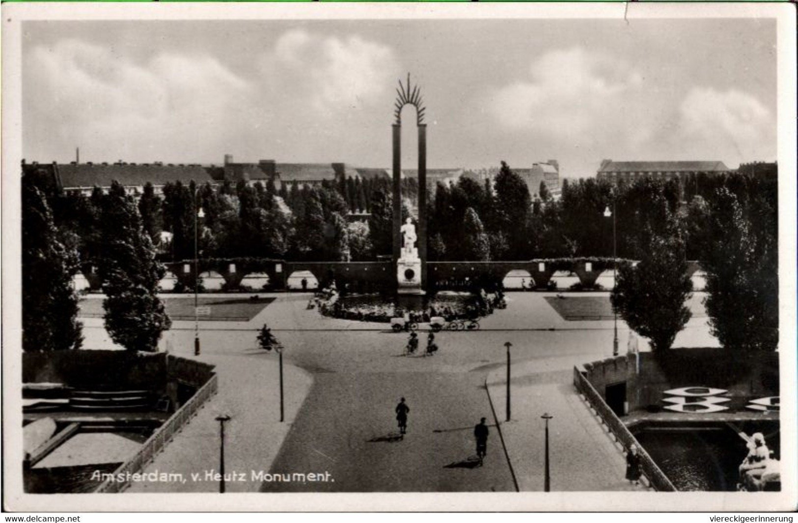! Alte Ansichtskarte Aus Amsterdam, V. Heutz Monument, 1942, Steno ?, Geheimschrift, Secret Writing - Amsterdam