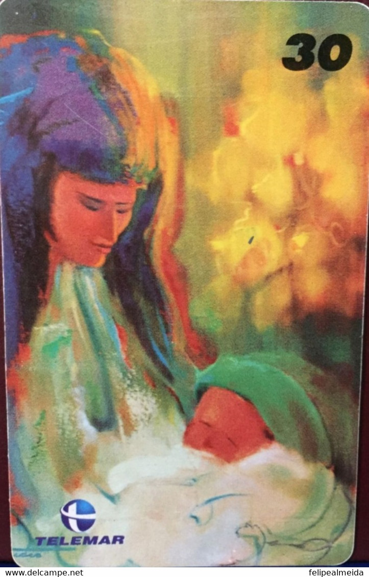 Phone Card Manufactured By Telemar In 1999 - Card Made In Honor Of Mother's Day - Reference To Breastfeeding - Pittura